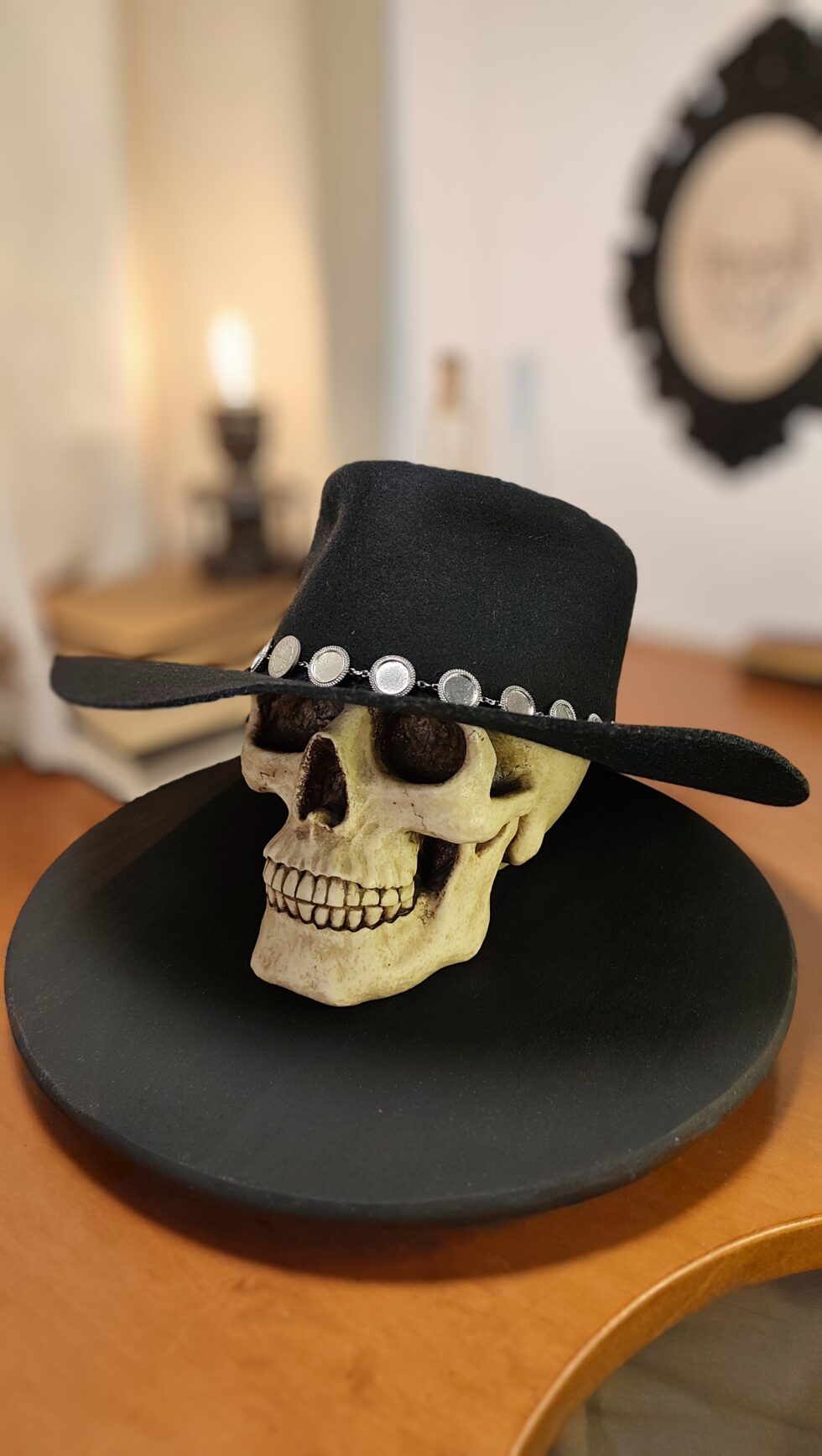 Richie Sambora style distressed fedora hat with vintage finish and custom band.
