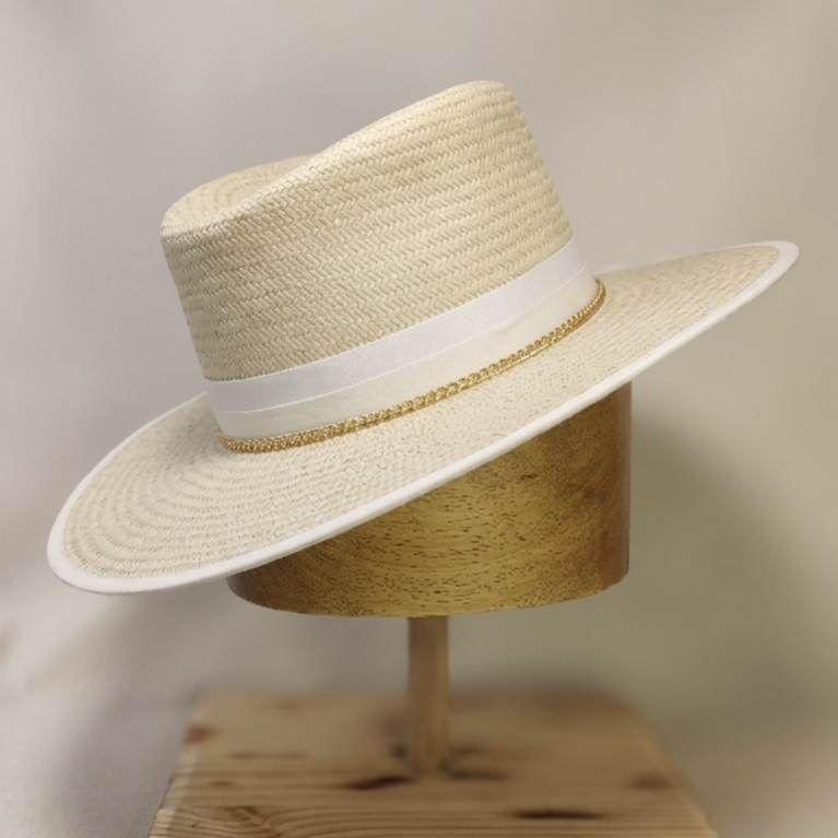 White trim straw hat Outlaw Legacy MarkHats