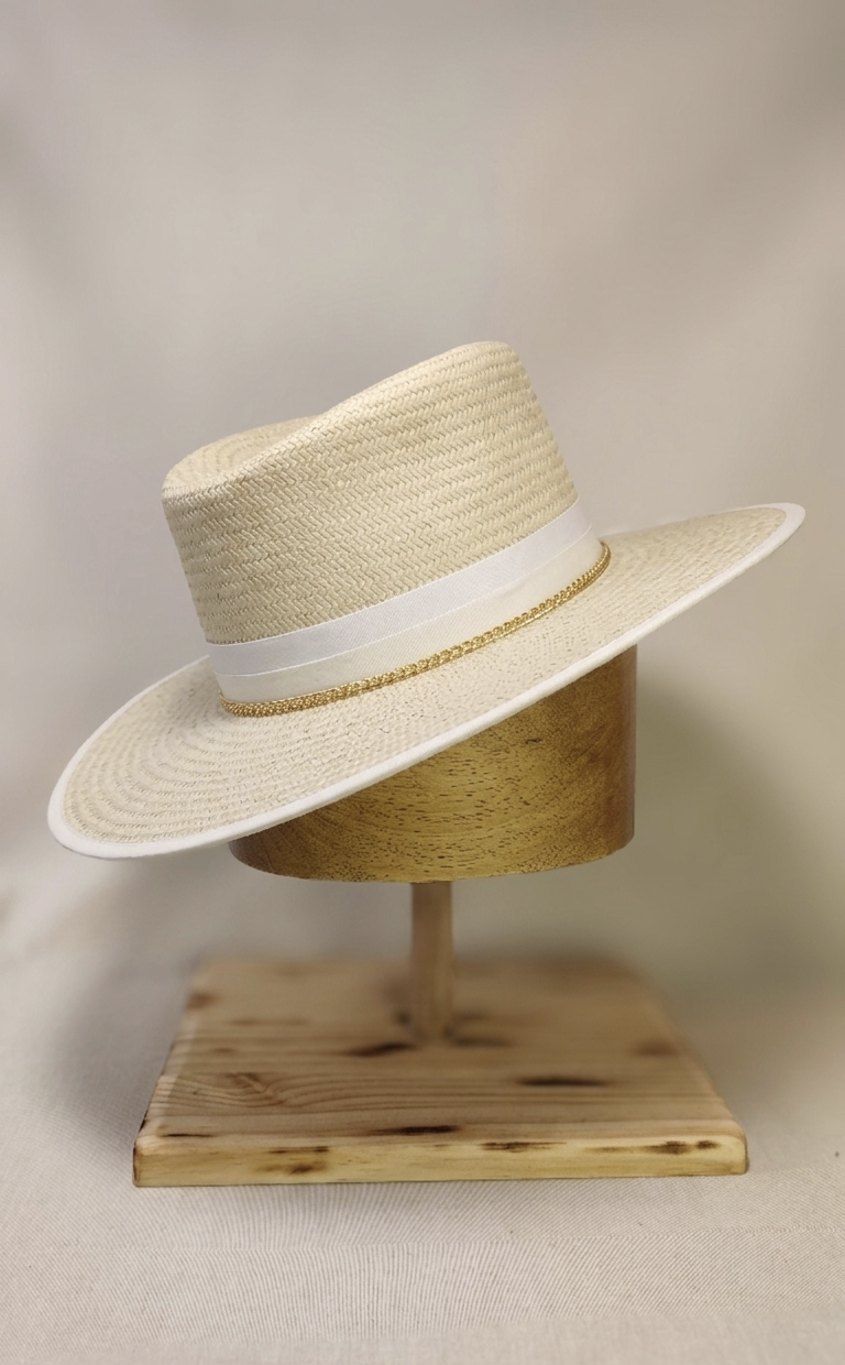 White trim straw hat Outlaw Legacy MarkHats