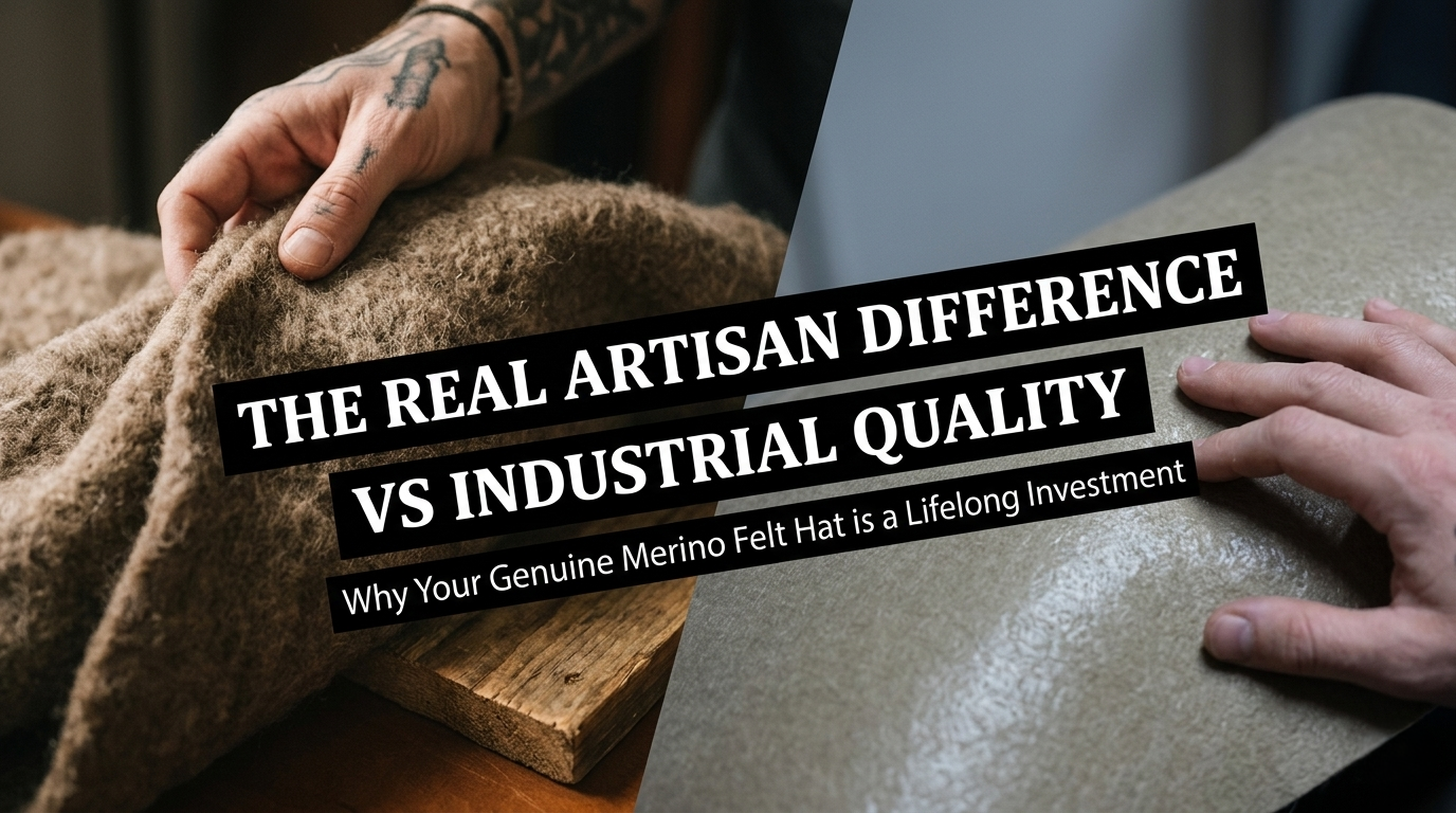 Premium details of a raw merino felt hat
