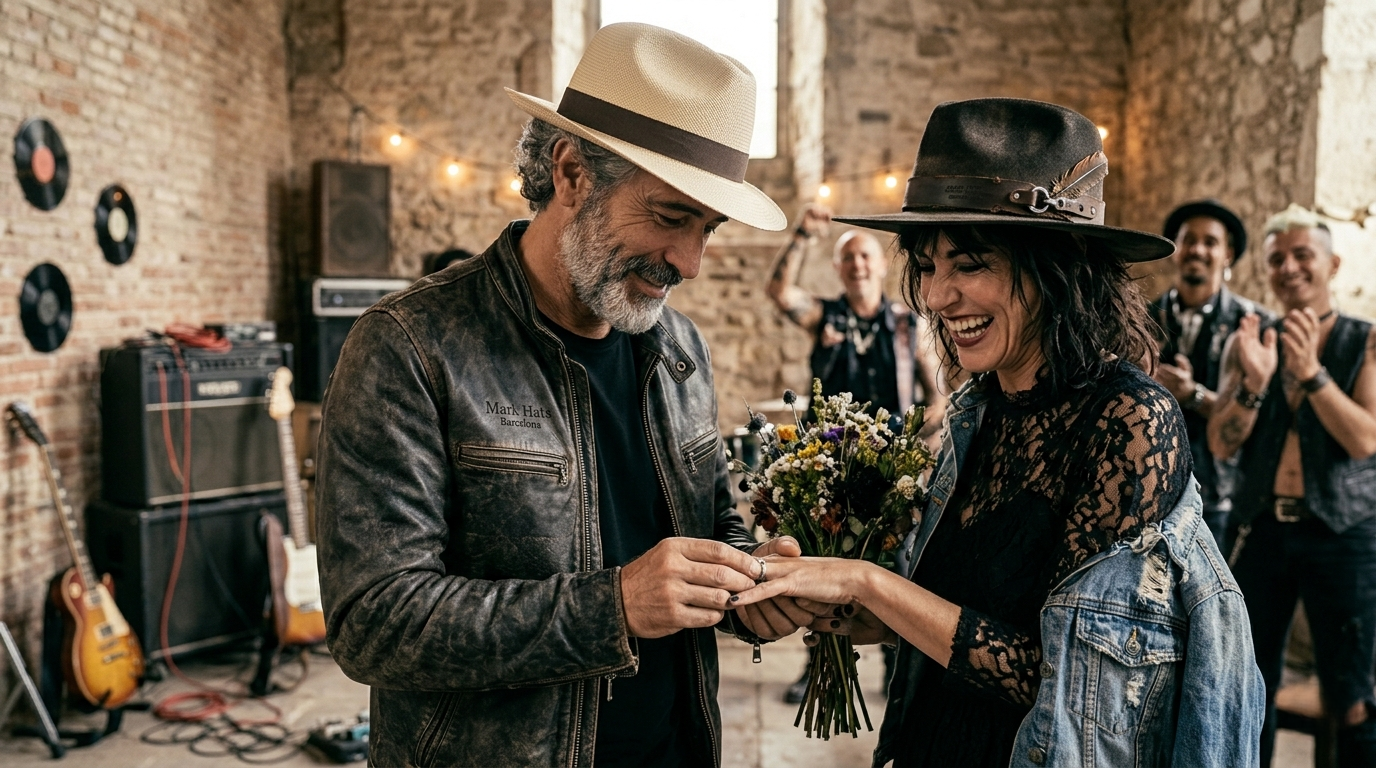 Premium custom rock wedding hat for alternative groom styling