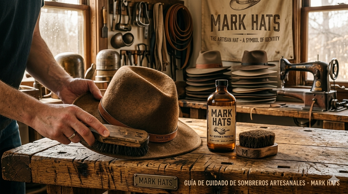 Proper premium felt hat care routine in the workshop